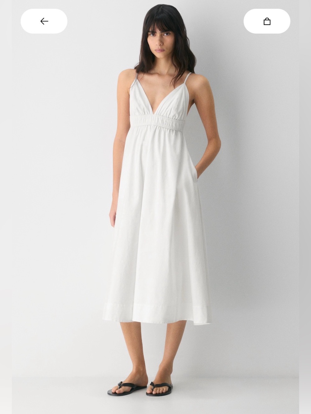 Aritzia Encourage Poplin Midi Dress — White